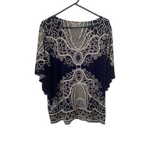 JM Collection Navy and Beige Womans Top